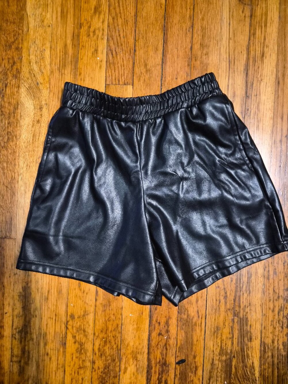 Fabletics Pleather black shorts with pockets